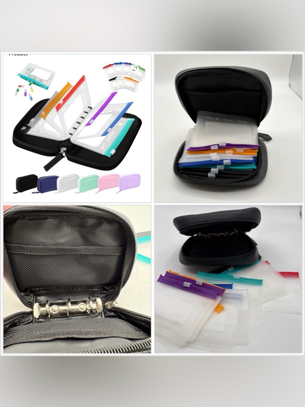 Travel Pill Zipper Color Daily Code Pouch Organizer Case Ring Binder Portable